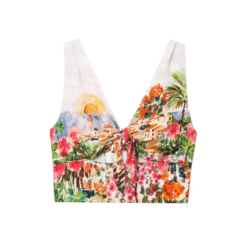 Zara‎ NWOT Tropical Printed Top